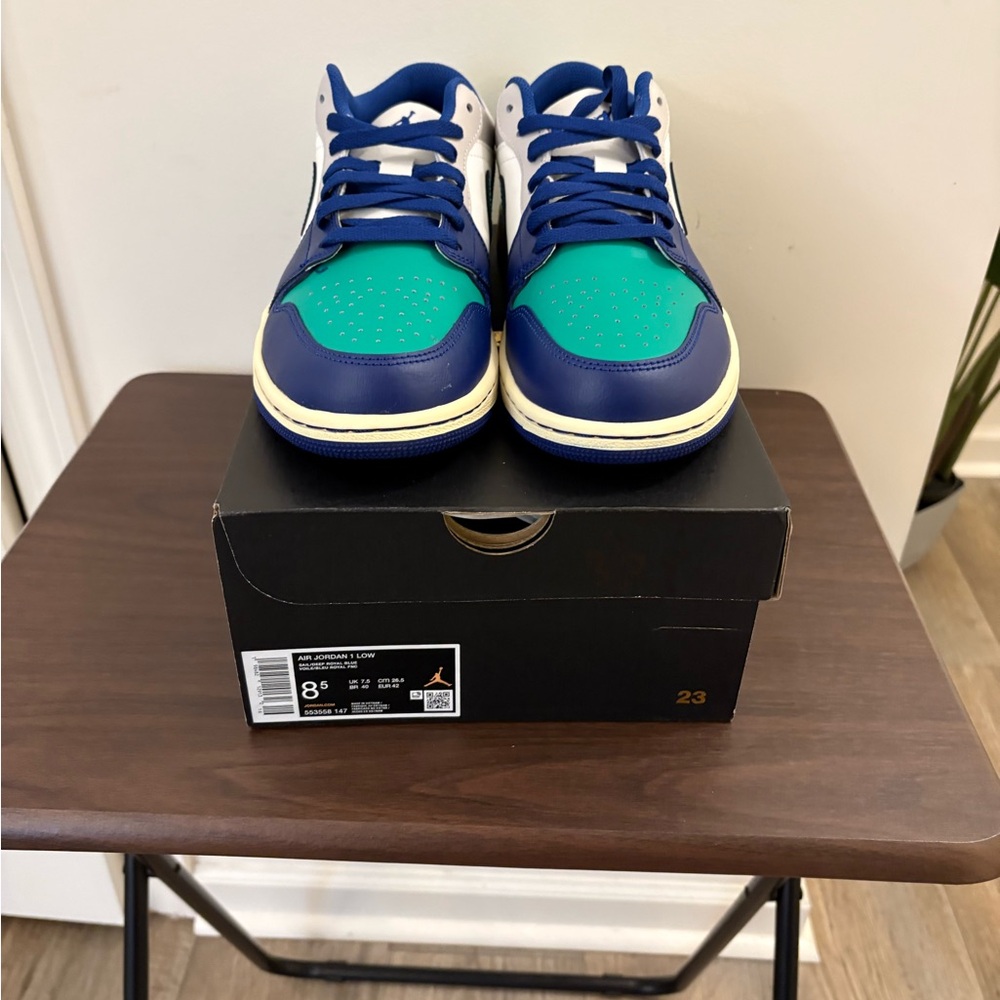 Nike Air Jordan 1 Low Teal and Navy Sneakers